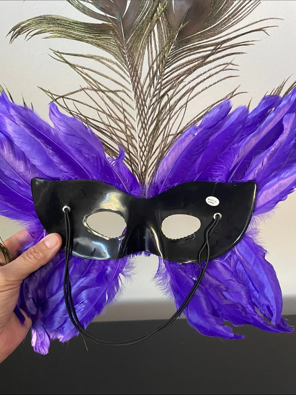 Purple Peacock Feather Masquerade Face Mask